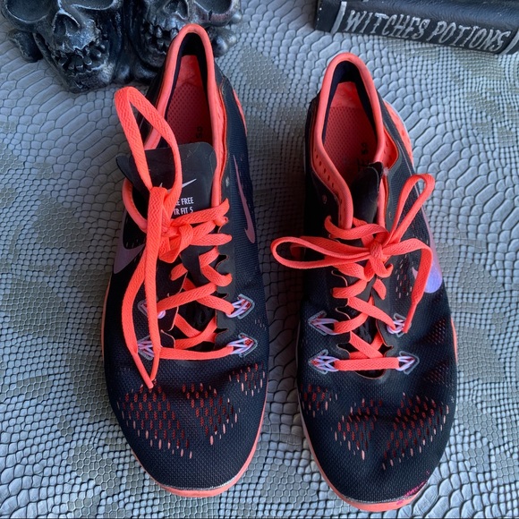 Black coral white Nike free run tr fit 5 running shoes - Picture 3 of 7